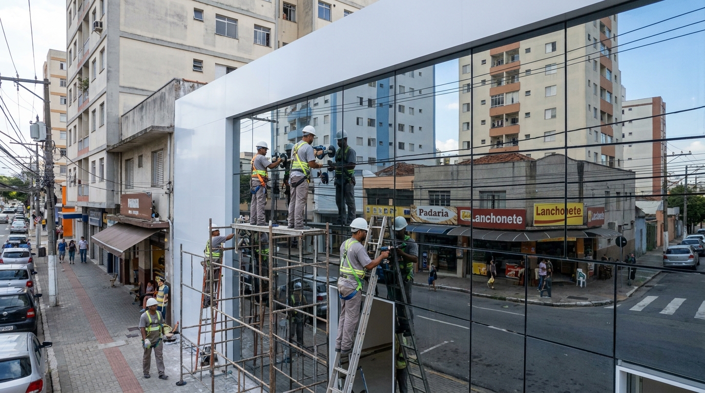 Fachada espelhada em esquina em Anápolis-GO